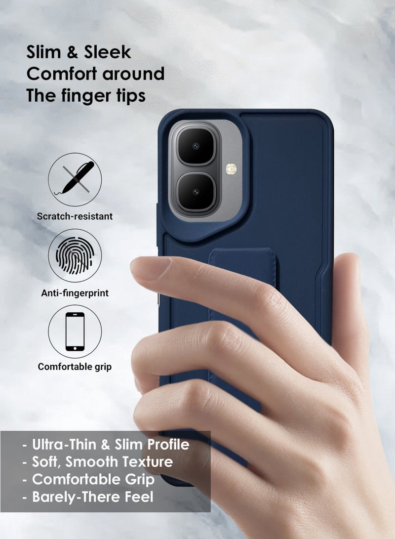 جراب Infinix Smart 10 بمقبض يدوي - حامل مغناطيسي ومسند لهاتف Infinix Smart 10 - قبضة قوية لحامل السيارة المغناطيسي، جراب سيليكون أنيق وعملي، يوفر أقصى درجات الراحة ومشاهدة بدون استخدام اليدين - أزرق داكن - Image 5